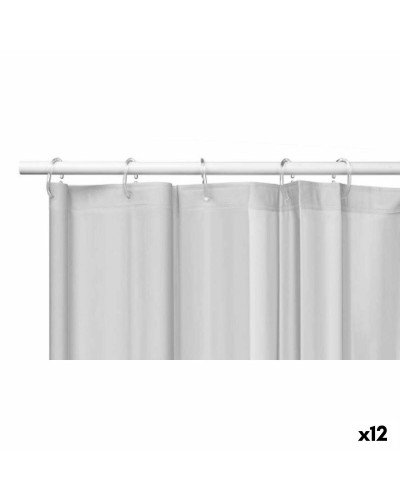 Rideau de douche gris en polyéthylène EVA (180 x 180 cm) - Lot de 12
