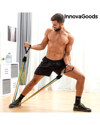 InnovaGoods Set Bandas de Resistencia con Accesorios + Manual de Ejercicios - 5 Unidades
