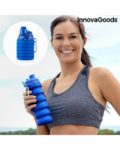 InnovaGoods Faltbare Silikonflasche - Sport, Reise, Tragbar
