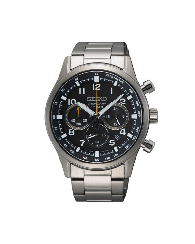 Miesten rannekellot Seiko SSB447P1 Musta Hopeinen