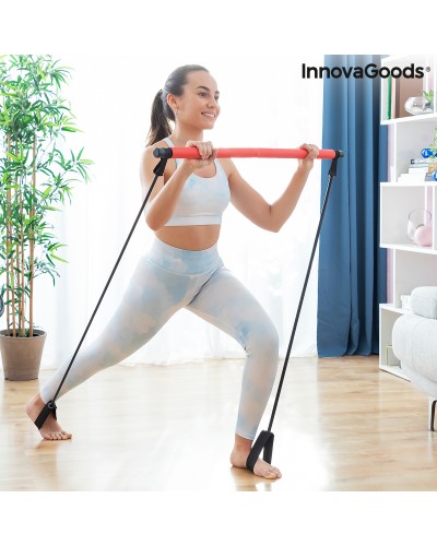 InnovaGoods Resibar : Barre de Fitness avec Bandes Élastiques + Manuel d'Exercices
