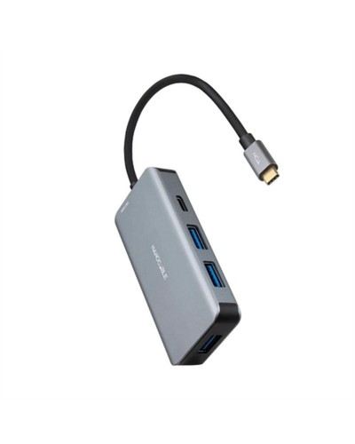 NANOCABLE Hub USB 3.0 Gris - 4 Puertos USB - Transferencia de Datos Rápida
