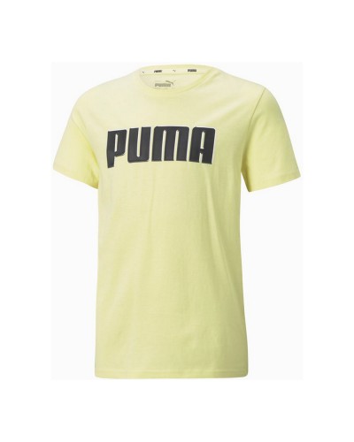 Puma Alpha Graphic Camiseta Niño: Algodón Amarillo, Manga Corta
