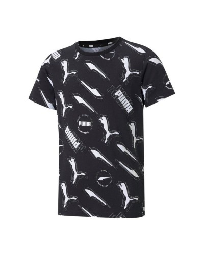 Barn T-shirt med kortärm Puma AOP Svart