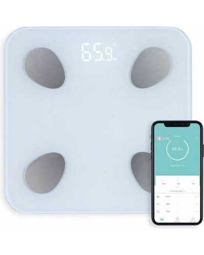 Bilancia digitale da bagno Livoo DOM428: misura accurata del peso, design elegante bianco con display LCD