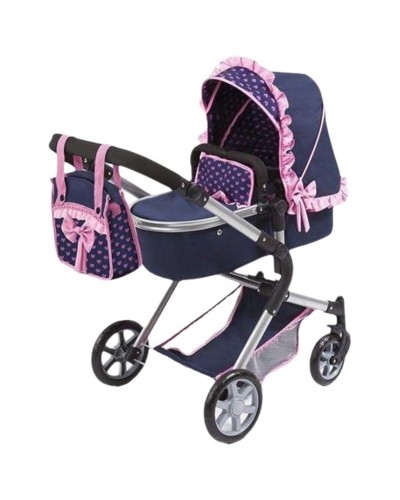 Reig Puppenwagen Kombi 62cm Marineblau - Spielzeug Kinderwagen 82x79x38,5cm
