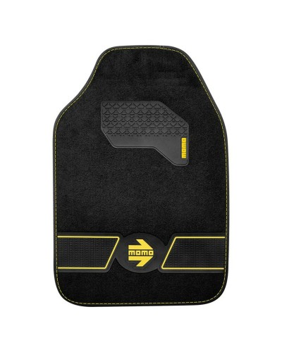 Momo Set Alfombrillas Coche Universales 4 Piezas - Goma Antideslizante, Negro/Amarillo
