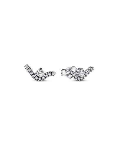 Boucles d'oreilles Pandora Vague Étincelante Argent 925 - Élégantes et Lumineuses
