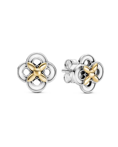 Pandora Ohrringe Blume Bicolor Silber 925 - Elegant und Raffiniert
