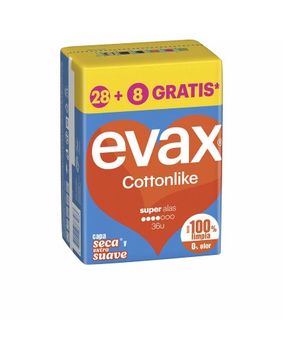 Super Maandverband met vleugels Evax COTTONLIKE 36 Stuks