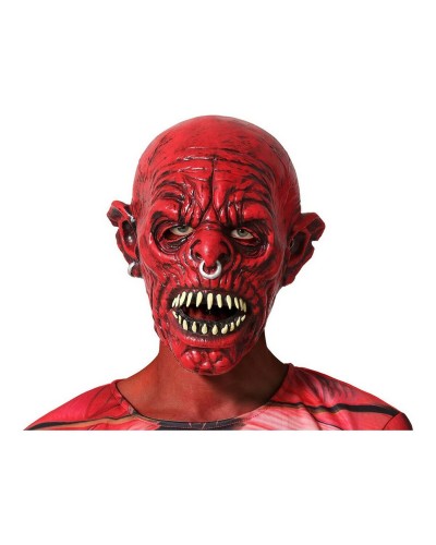 Realistische Halloween Dämonenmaske mit Hörnern - Horror Kostüm
