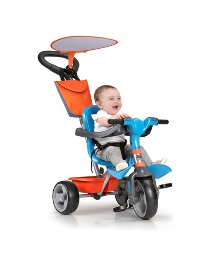Feber Dreirad Baby Plus Music - Hellblau/Orange - Mitwachsend mit Musik

