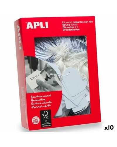 Etiquetas colgantes Apli Blanco 11 x 29 mm 1000 Piezas (10 Unidades)