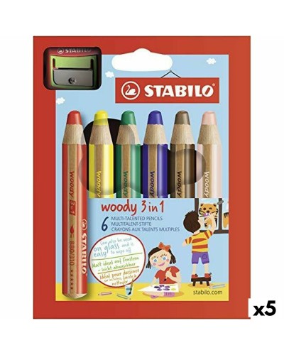 Colouring pencils Stabilo Woody Multicolour 6 Pieces (5 Units)