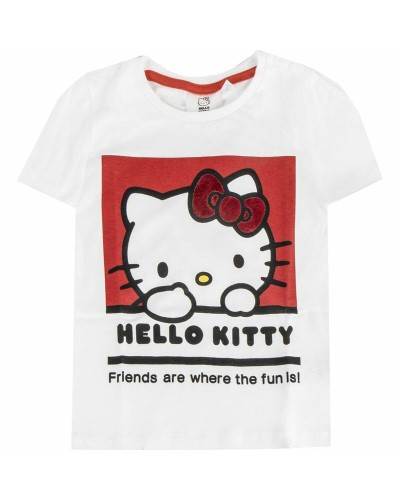 T-Shirt met Korte Mouwen voor kinderen Hello Kitty Wit