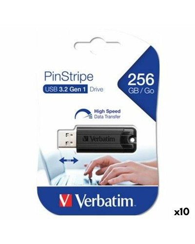 USB-tikku Verbatim PINSTRIPE Musta 256 GB (10 osaa)
