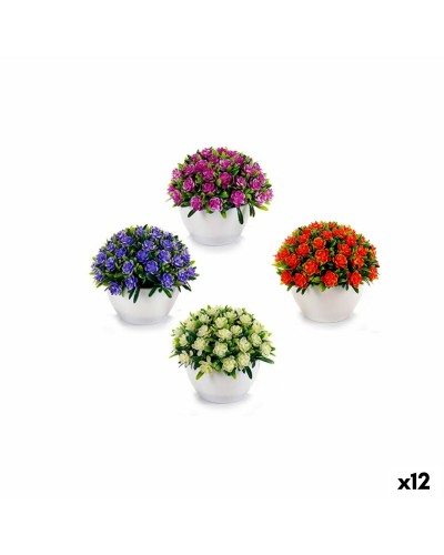 Mazzo di Fiori Artificiali in Plastica (14 x 12 x 14 cm, 12 Unità) - Decorazioni per Matrimoni, Case e Uffici