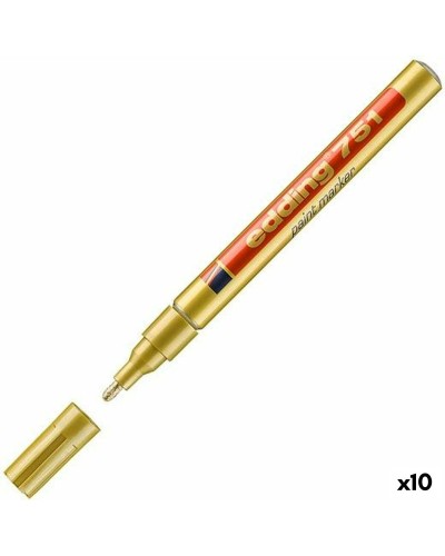 Edding 751 Marqueur Permanent Or 1-2mm - Set de 10 Pièces
