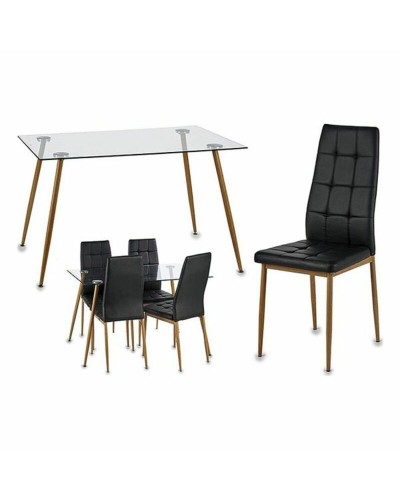 Table set with 4 chairs Gift Decor 4 Brown Black Transparent