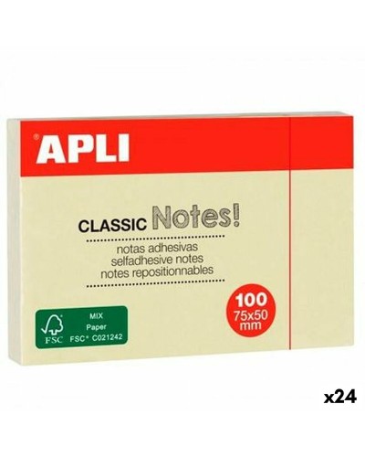 Sticky Notes Apli CLASSIC Yellow 75 x 50 mm 12 Pieces (24 Units)