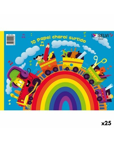 Papier Vernis SELVI Multicouleur 24 x 32 cm (25 Unités)