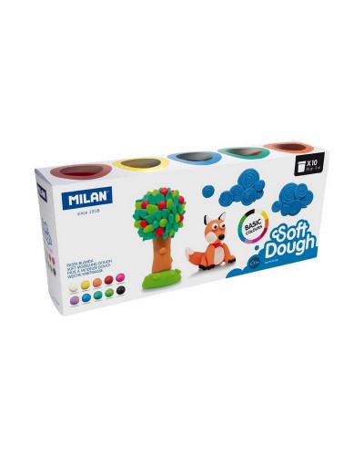 Plasticine Spel Milan Soft dough 913510B Geel Blauw Multicolour 85 g Plantaardig (10 Stuks)