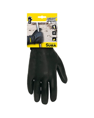 JUBA Guanti da Lavoro Pile Nitrile Freddo Nero - Termici Antiscivolo
