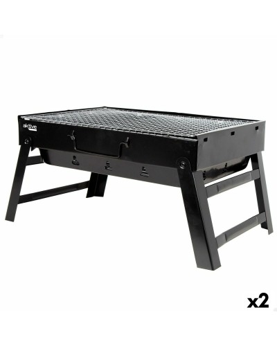 Porttakil grilli Aktive Suorakulmainen Musta 50 x 23 x 30 cm (2 osaa)