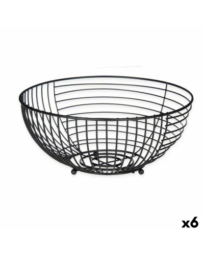 Fruitschaal Zwart Metaal 28 x 12 x 28 cm (6 Stuks)