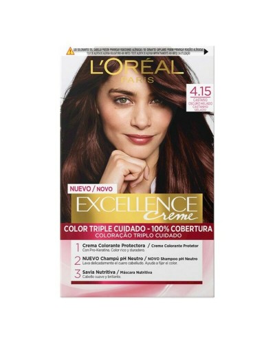 L'Oréal Excellence: Permanent Hair Dye Dark Brown 4.15 - Intense & Radiant Color
