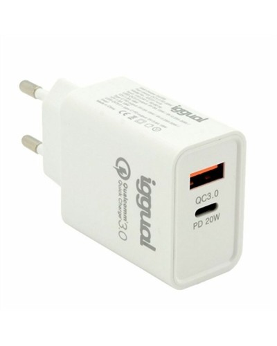iggual Cargador de Pared USB-C 20W Carga Rápida iPhone/Android
