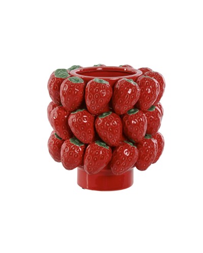 Pöytäkoriste Home ESPRIT Punainen Mansikat Trooppinen 20 x 20 x 21 cm