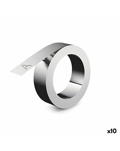 Cinta Laminada Dymo Rhino 12mm Aluminio - Etiquetadoras, 10 Unidades
