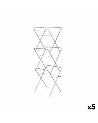 Séchoir à linge Pliable Blanc Argenté | Vertical, 47 x 41 x 136 cm | Lot de 5
