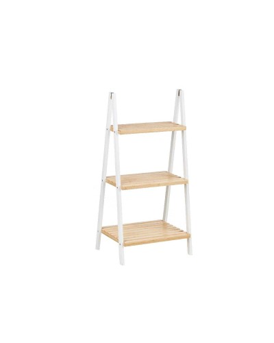 Badrumshyllor Vit Naturell Bambu furuträ 40,3 x 81,5 x 30 cm
