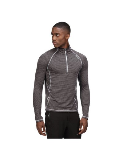 Regatta Yonder Maglia Uomo Mezza Zip: Traspirante, Asciugatura Rapida - Nero/Grigio Scuro
