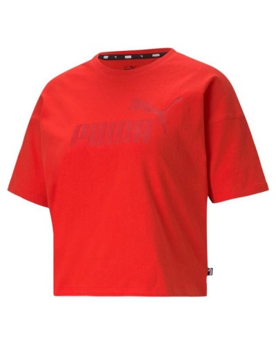 Puma Essentials: Camiseta Mujer Logo Rojo - Manga Corta Deportiva
