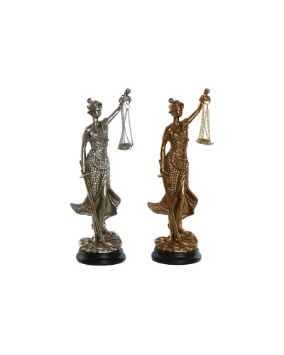 Decoratieve figuren Home ESPRIT Gouden Zilverkleurig Hars 8,5 x 7,5 x 25 cm (2 Stuks)