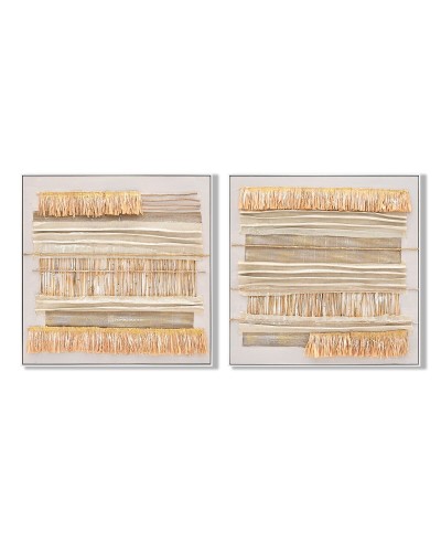 Toile Home ESPRIT Beige Naturel Boho 82 x 4,5 x 82 cm (2 Unités)