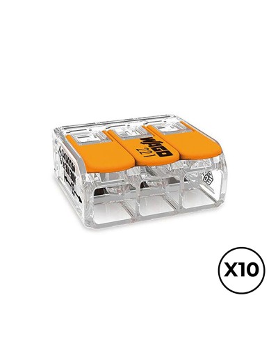 Snelsluiting Wago 22,9 x 21,1 x 10,1 mm 450 V 3 conexiones 6 mm (10 Stuks)