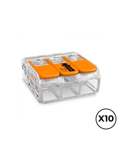 Connecteur rapide Wago 18,8 x 18,6 x 8,4 mm 4 mm 450 V 3 conexiones (10 Unités)