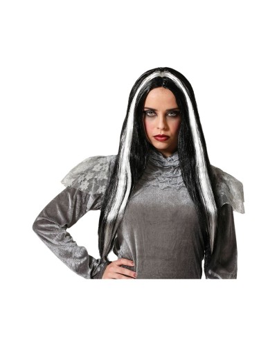 Peluca Blanco Negro Vampiro 60 cm