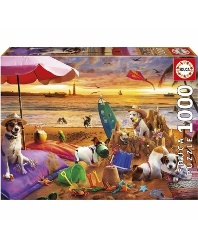 Pussel Educa Perros jugando en la playa 1000 Delar
