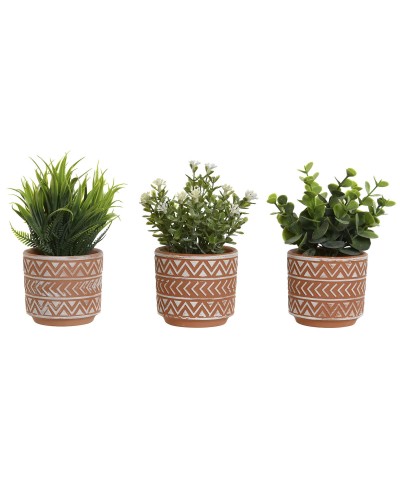Decoratieve plant Home ESPRIT Polyethyleen Cement 12 x 12 x 17 cm (3 Stuks)