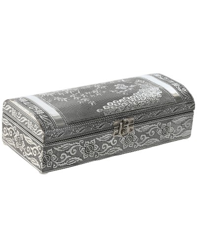 Caja Joyero Elegante ESPRIT de Madera y Aluminio, Verde Plateado, 22,5 x 10 x 6,5 cm
