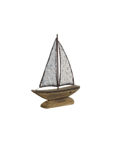 ESPRIT Decorative Sailing Boat White Natural, 35.3 x 8 x 46.5 cm, Aged Finish
