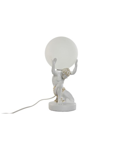 Bordslampa Home ESPRIT Vit Gyllene Harts Plast 220 V 14 x 14 x 32 cm