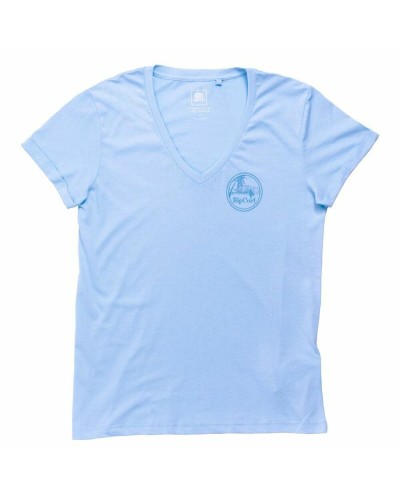 Rip Curl Camiseta Mujer Re-Entry Azul: Manga Corta, Transpirable
