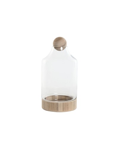 Vas Home ESPRIT Transparent Naturell Trä Glas 21 x 21 x 42 cm