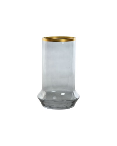 Kaarshouder Home ESPRIT Blauw Gouden Kristal 17 x 17 x 28 cm